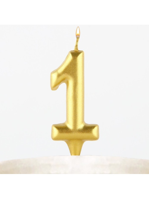 Свеча для торта, цифра «1», золото, 3×6 см