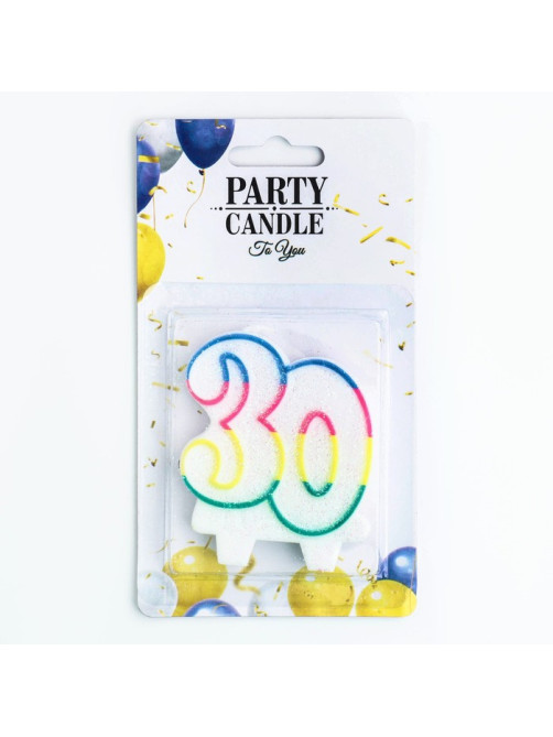 Свеча для торта «Цифра 30», 7.5 см