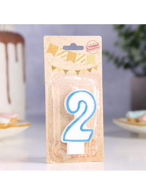 Свеча для торта «Цифра 2», 7 см, МИКС
