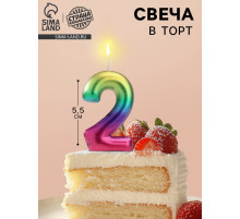 Свеча в торт «Цифра 2», 5.5 см
