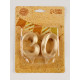 Свеча в торт юбилейная «Грань» (набор 2 в 1), цифра 30, золотой металлик, 6.5 см