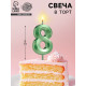 Свеча в торт на шпажке «Цифра 8», зеленая, 5 см