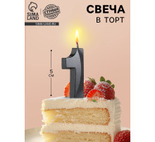 Свеча в торт на шпажке «Цифра 1», черная, 5 см