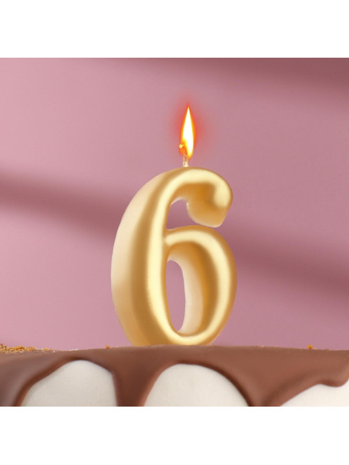 Свеча для торта «Цифра 6», золотая, 5.5 см