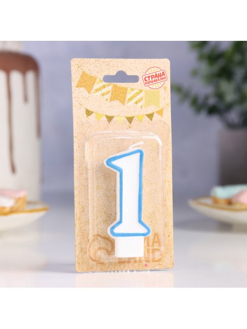 Свеча для торта «Цифра 1», 7 см, МИКС