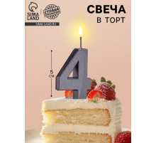 Свеча в торт на шпажке «Цифра 4», черная, 5 см