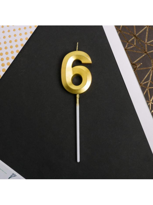 Свеча для торта, цифра «6», 11.5×2.3 см