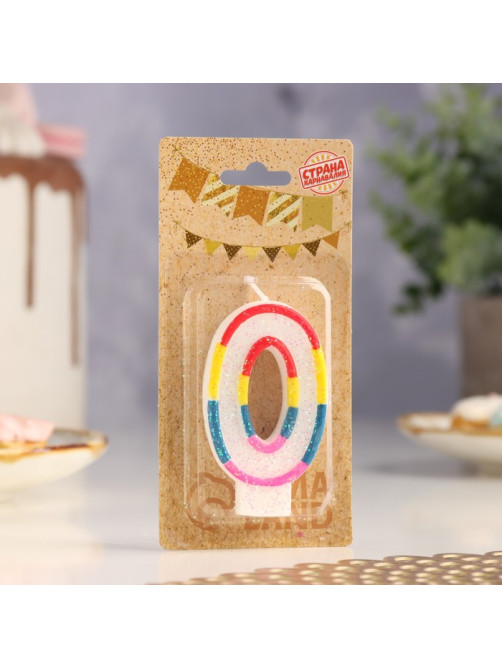 Свеча для торта «Цифра 0», 7 см