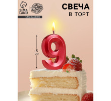 Свеча в торт на шпажке «Цифра 9», красная, 5 см