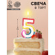 Свеча для торта «Цифра 5», 7 см