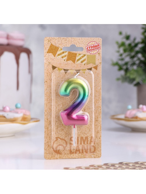 Свеча в торт «Цифра 2», 5.5 см