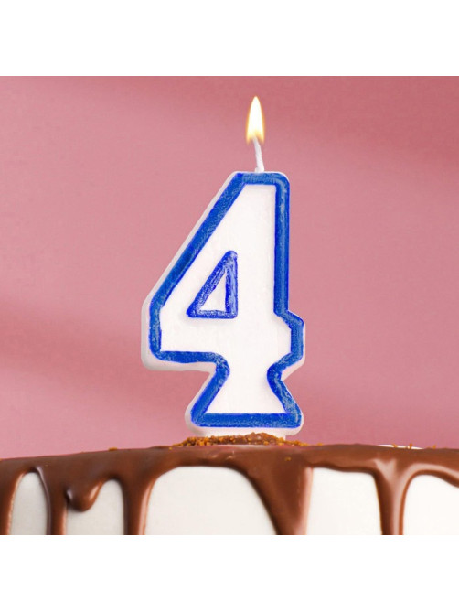 Свеча для торта «Цифра 4», 7 см, МИКС