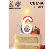 Свеча для торта «Цифра 6», 7 см