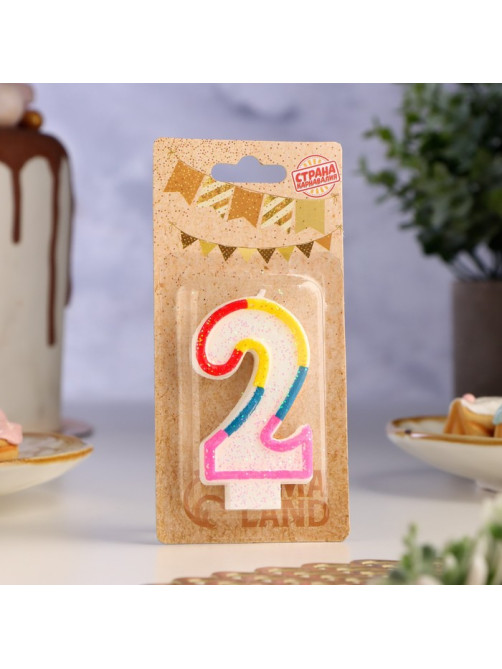 Свеча для торта «Цифра 2», 7 см