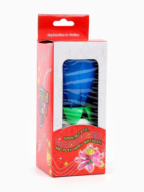Свеча для торта музыкальная «Тюльпан», крутящаяся, синяя, 14.5×6 см