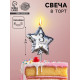 Свеча в торт на шпажке «Воздушный шарик.Звезда», цифра 3, 5.5 см, серебряная