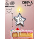 Свеча в торт на шпажке «Воздушный шарик.Звезда», цифра 5, 5.5 см, серебряная