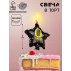 Свеча в торт на шпажке «Воздушный шарик.Звезда», цифра 0, 5.5 см, черная с золотом