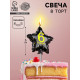 Свеча в торт на шпажке «Воздушный шарик.Звезда», цифра 6, 5.5 см, черная с золотом
