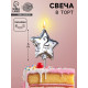 Свеча в торт на шпажке «Воздушный шарик.Звезда», цифра 2, 5.5 см, серебряная