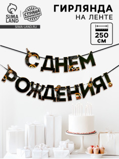Гирлянда на ленте «С днем Рождения», мужская, длина 250 см