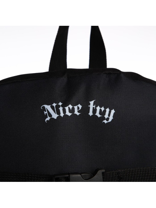 Рюкзак школьный текстильный с креплением для скейта Nice try, 38×29×11 см, чёрный, отдел на молнии