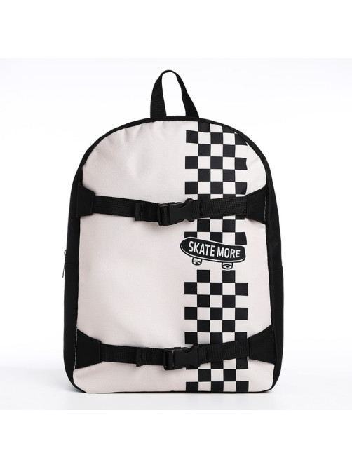 Рюкзак школьный текстильный с креплением для скейта Skate more, 38×29×11 см, чёрный, отдел на молнии