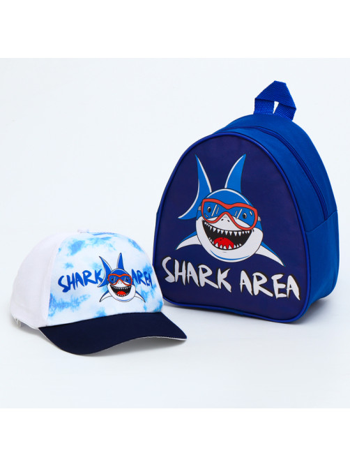 Детский набор Shark area, рюкзак, кепка, р-р. 52-54 см
