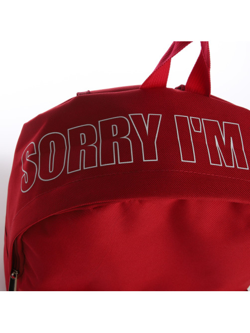 Рюкзак школьный текстильный с печатью на верхней части SORRY, 38×29×11 см, бордовый