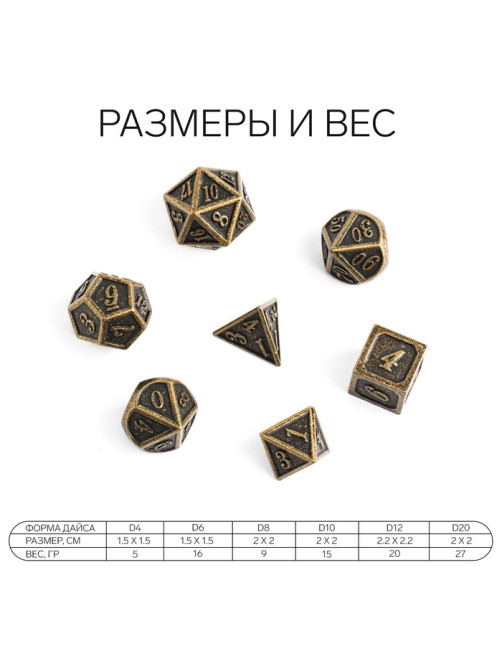 Кубики - дайсы для ДнД Время игры «Яшма», набор 7 шт.