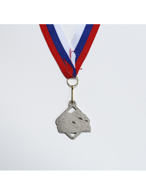 Медаль призовая серебро, d=4 см, 2 место, с лентой