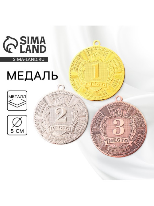 Медаль призовая 197, d=5 см 1 место. Цвет золото. Без ленты