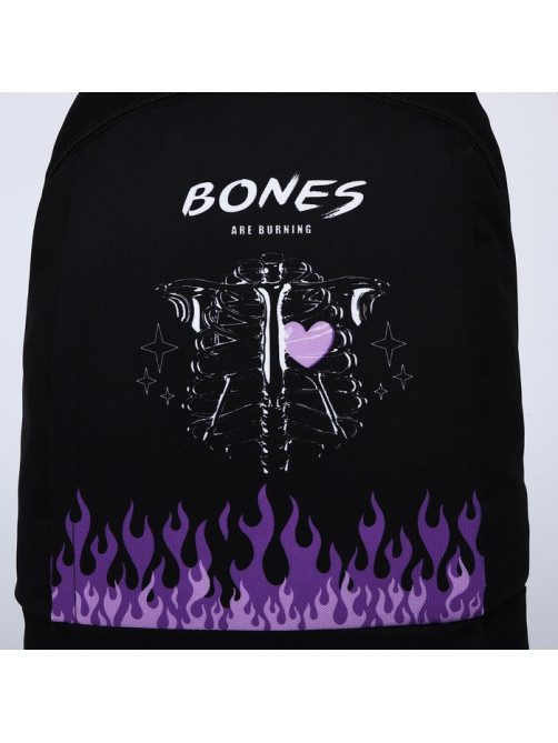 Рюкзак школьный текстильный BONES, 46×30×10 см, вертикальный карман, чёрный