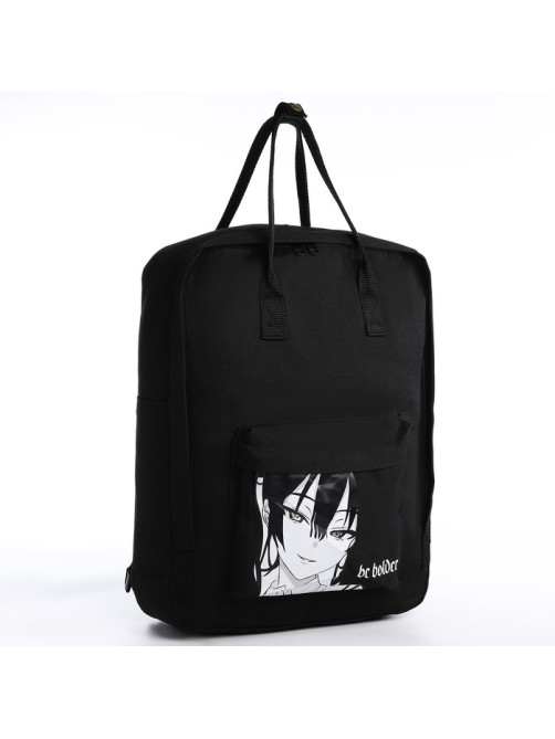 Рюкзак школьный текстильный Anime, 38×27×13 см, чёрный