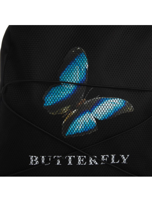Рюкзак школьный текстильный со шнуровкой BUTTERFLY, 38×29×11 см, чёрный