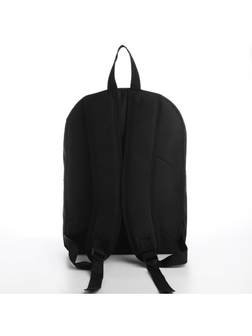 Рюкзак школьный текстильный с печатью на верхней части LUCKY, 38×29×11 см, чёрный
