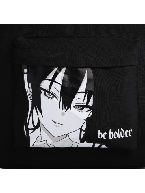 Рюкзак школьный текстильный Anime, 38×27×13 см, чёрный