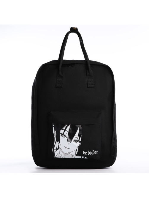 Рюкзак школьный текстильный Anime, 38×27×13 см, чёрный