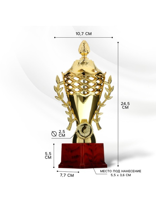 Кубок 184B, наградная фигура, золото, подставка пластик, 24.5 см