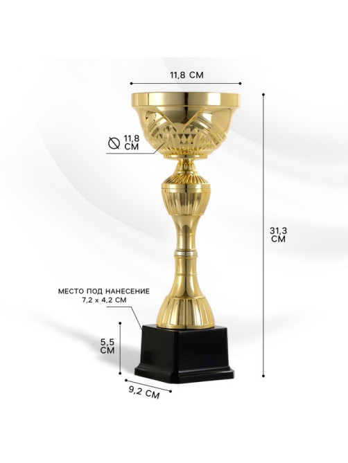 Кубок 134B, наградная фигура, золото, подставка пластик, 31.3×11.8×9.2 см