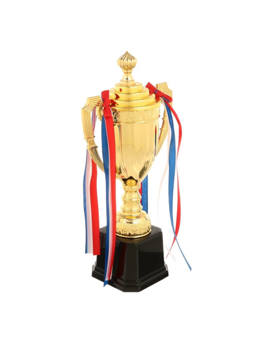 Кубок 180B, наградная фигура, золото, подставка пластик, триколор, 38.5×15×8 см
