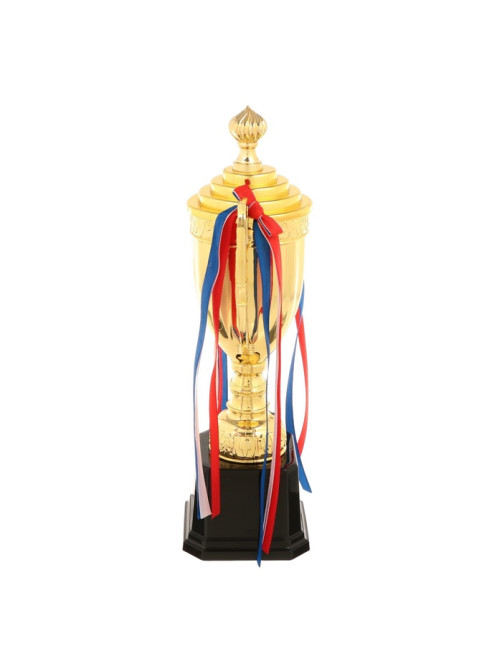 Кубок 180B, наградная фигура, золото, подставка пластик, триколор, 38.5×15×8 см