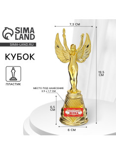 Кубок наградная фигура Ника «Самая лучшая жена», пластик, золото, 19.5 см