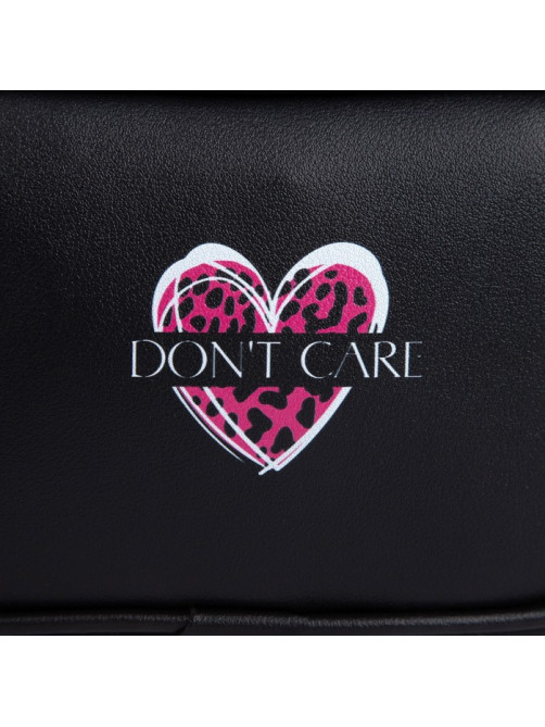 Сумка детская для девочки Don't care, искусственная кожа, на ремешке, черная, 18×11×6 см