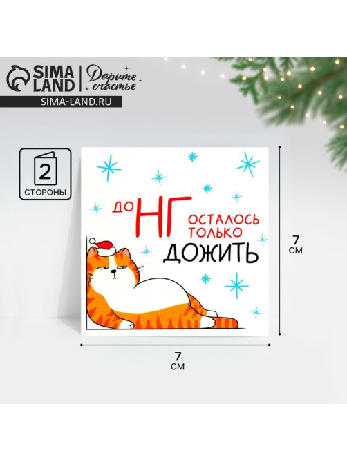 Открытка-мини новогодняя «До НГ осталось только дожить», 7×7 см
