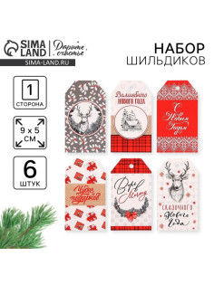 Шильдик новогодний декоративный в наборе «Верь в мечту», 6 шт., 9×5 см
