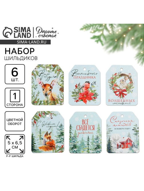 Шильдик новогодний на подарок «Верь в чудеса», набор 6 штук, 16×24 см