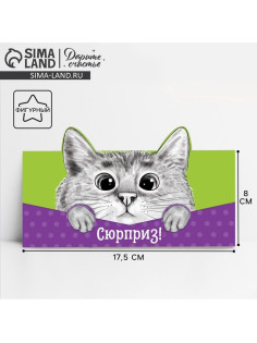 Конверт для денег фигурный «Кот», 17.5×8 см