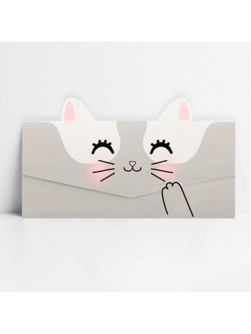 Конверт для денег фигурный «Котик», 17.5×8 см