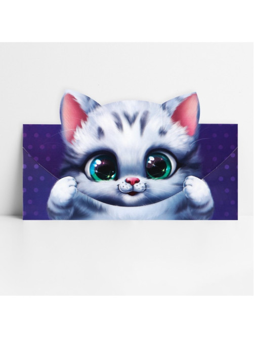 Конверт для денег фигурный «Котёнок», 17.5×8 см
